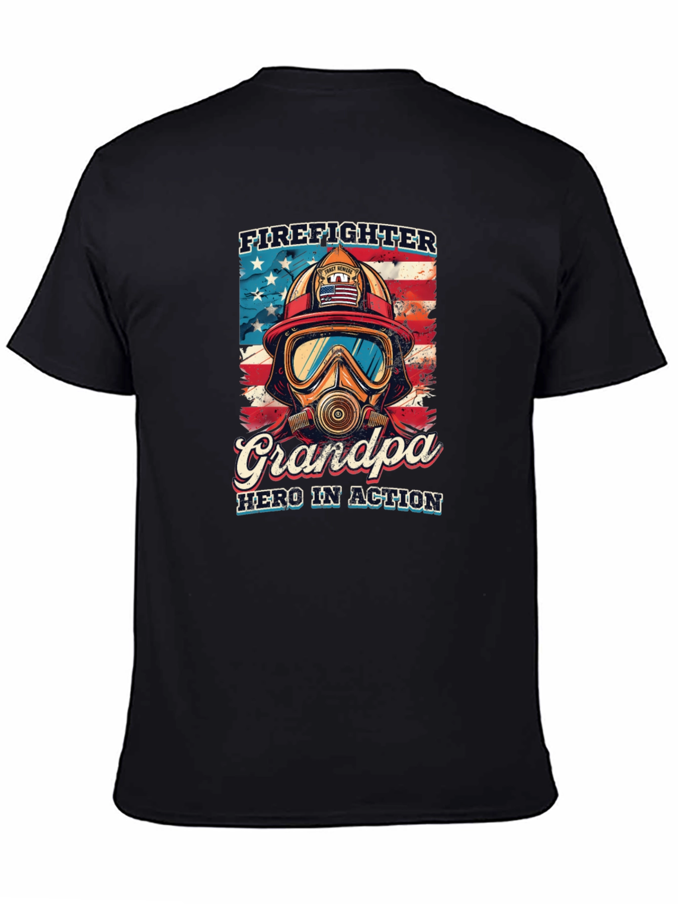 Firefighter Grandpa Hero Graphic T-Shirt