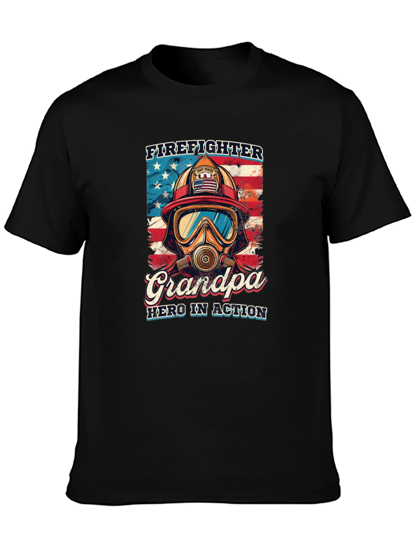 Firefighter Grandpa Hero Graphic T-Shirt