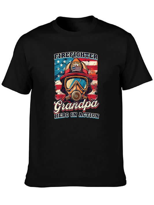 Firefighter Grandpa Hero Graphic T-Shirt