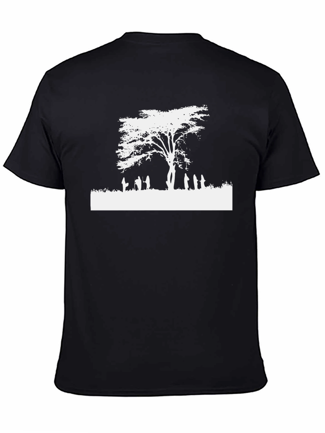 Black T-Shirt with White Tree Silhouette Graphic