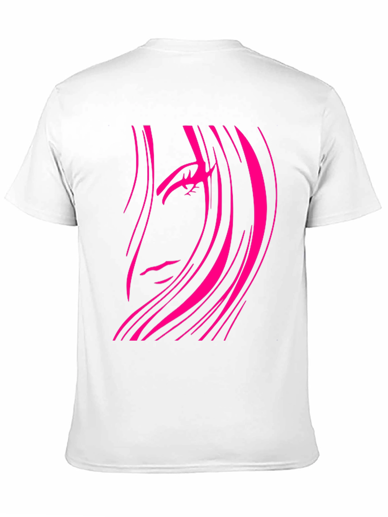 Black T-Shirt with Abstract Pink Haired Face