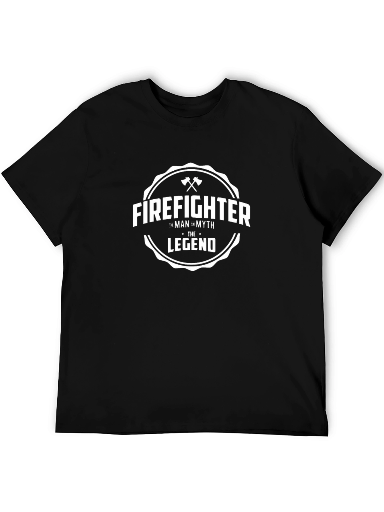 Firefighter Man Myth Legend Black T-Shirt