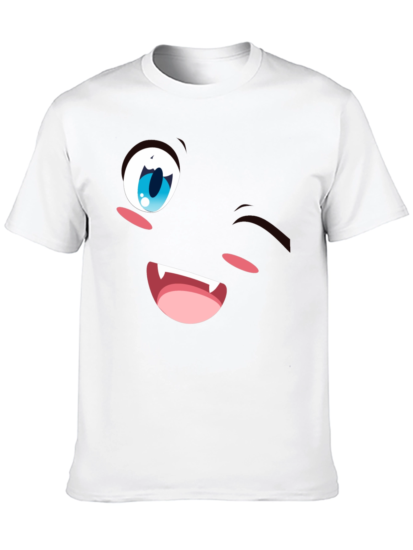 Winking Anime Face Black T-Shirt