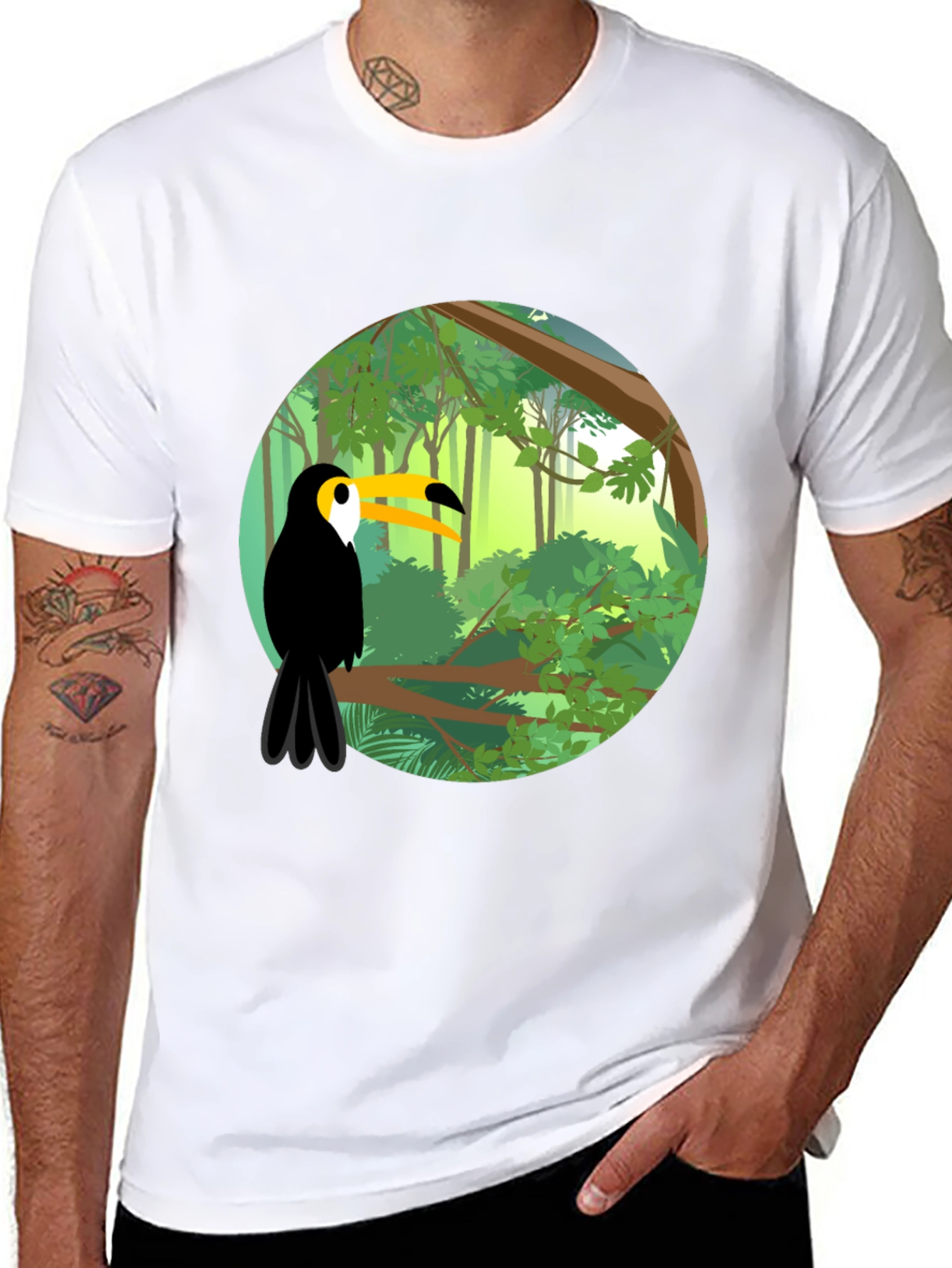 Toucan Graphic Print Black T-Shirt