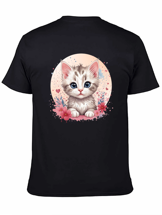 Cute Kitten Graphic Black T-Shirt