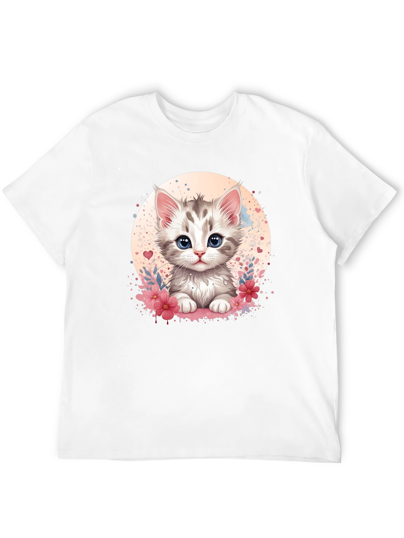 Cute Kitten Graphic Black T-Shirt
