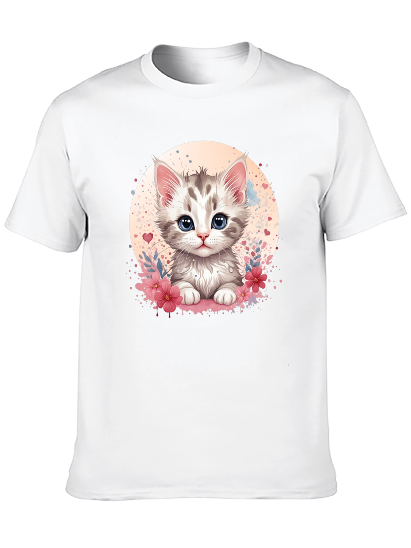 Cute Kitten Graphic Black T-Shirt