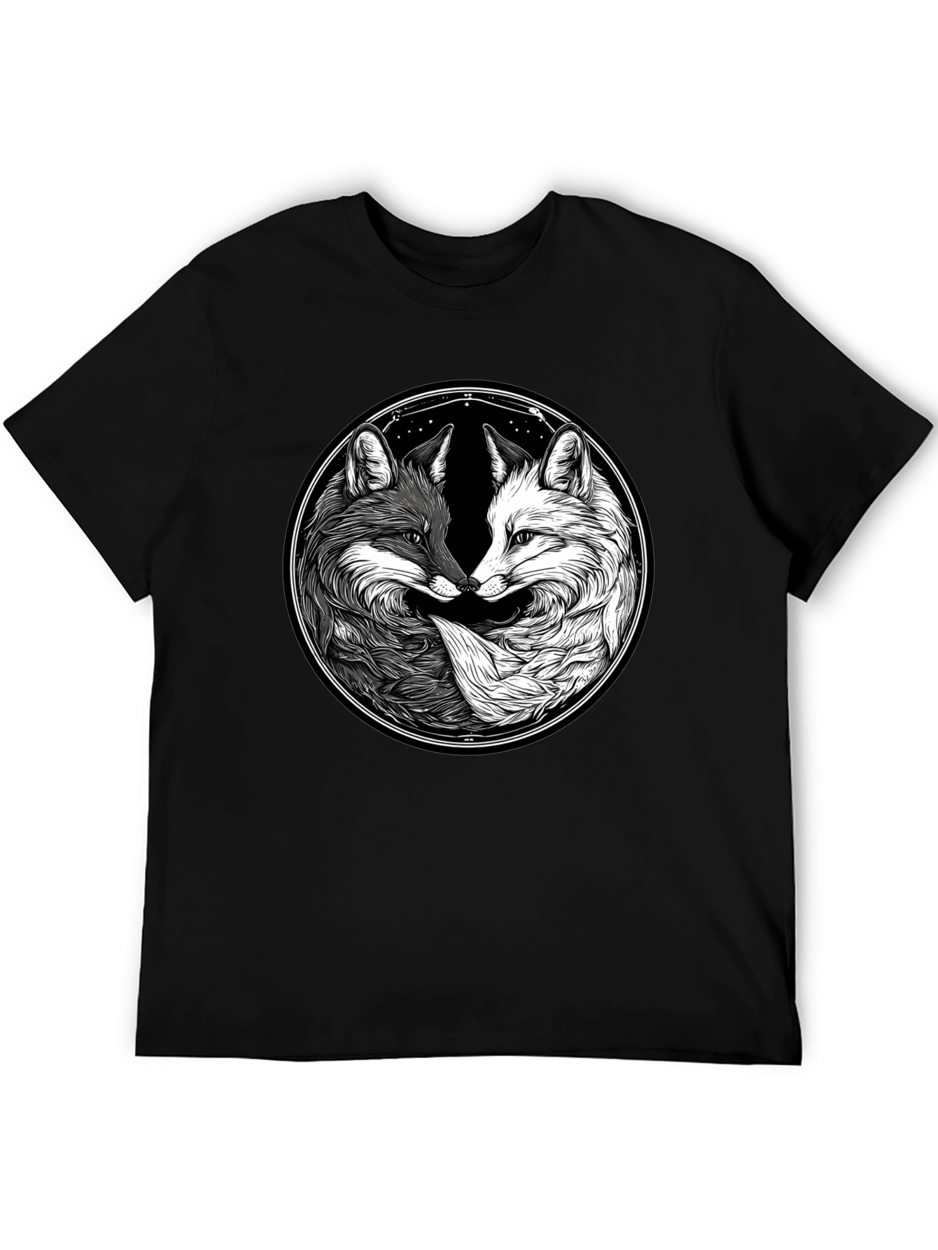 Yin Yang Fox Graphic T-Shirt - Balance & Harmony