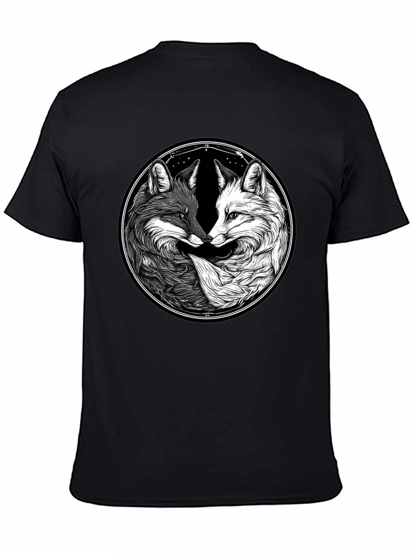 Yin Yang Fox Graphic T-Shirt - Balance & Harmony