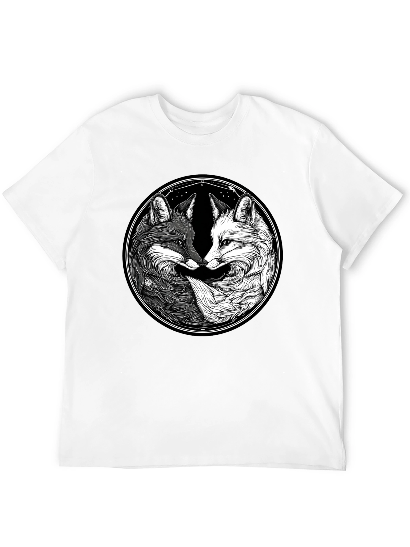 Yin Yang Fox Graphic T-Shirt - Balance & Harmony