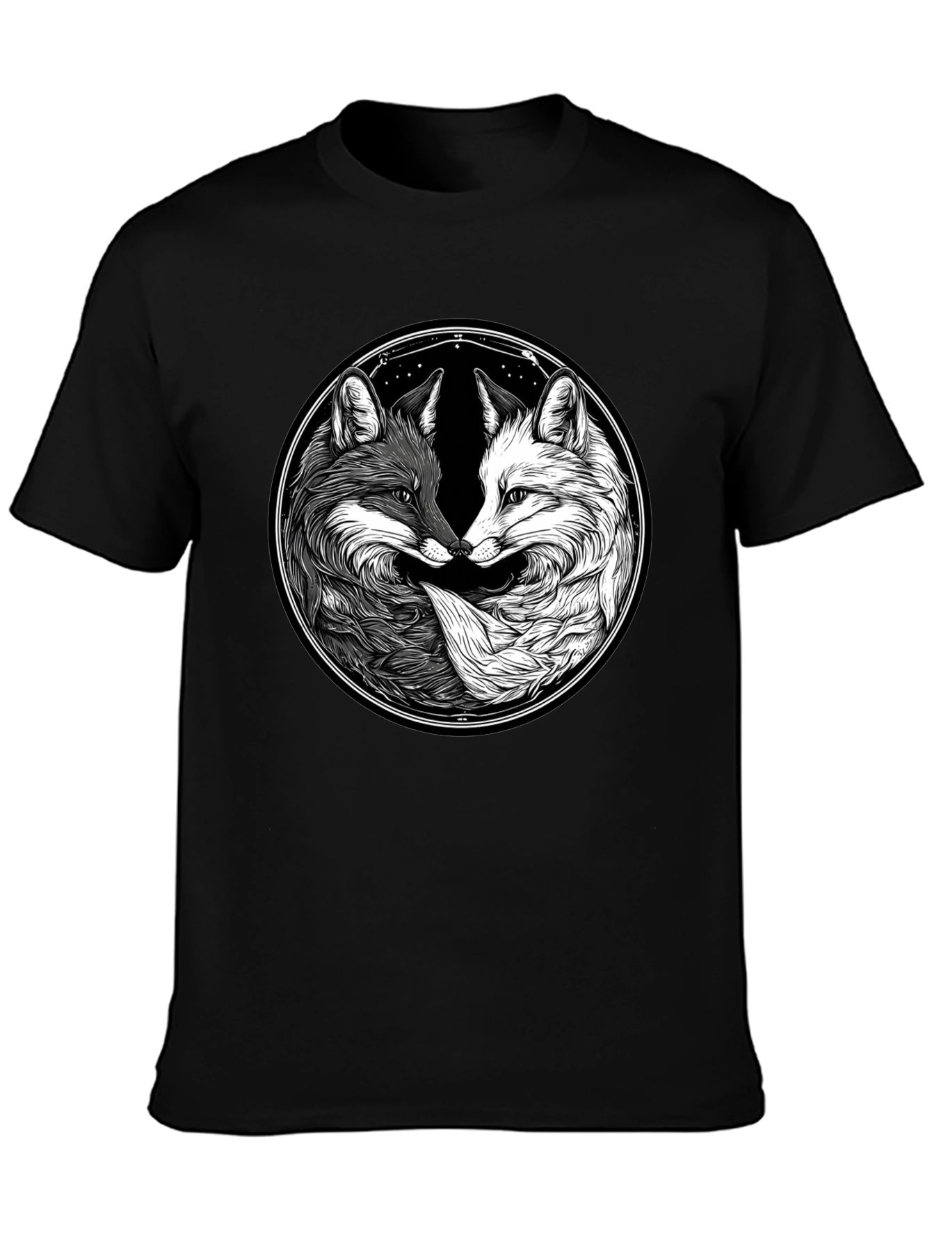 Yin Yang Fox Graphic T-Shirt - Balance & Harmony