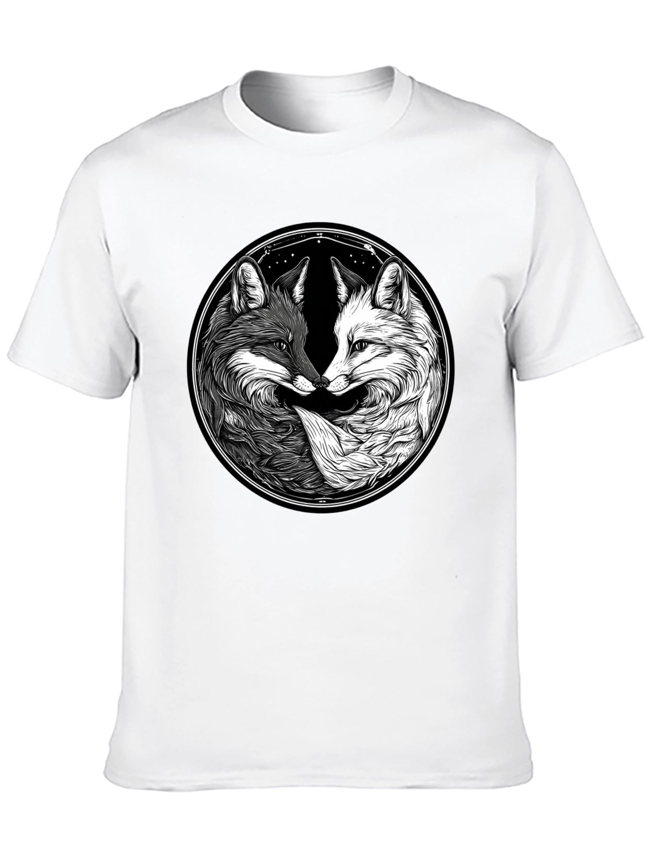 Yin Yang Fox Graphic T-Shirt - Balance & Harmony