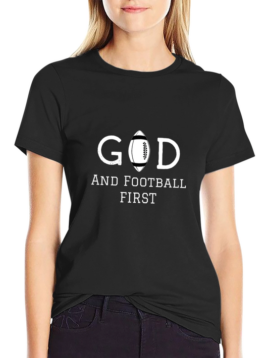 God and Football First T-Shirt - Religious Sports Tee