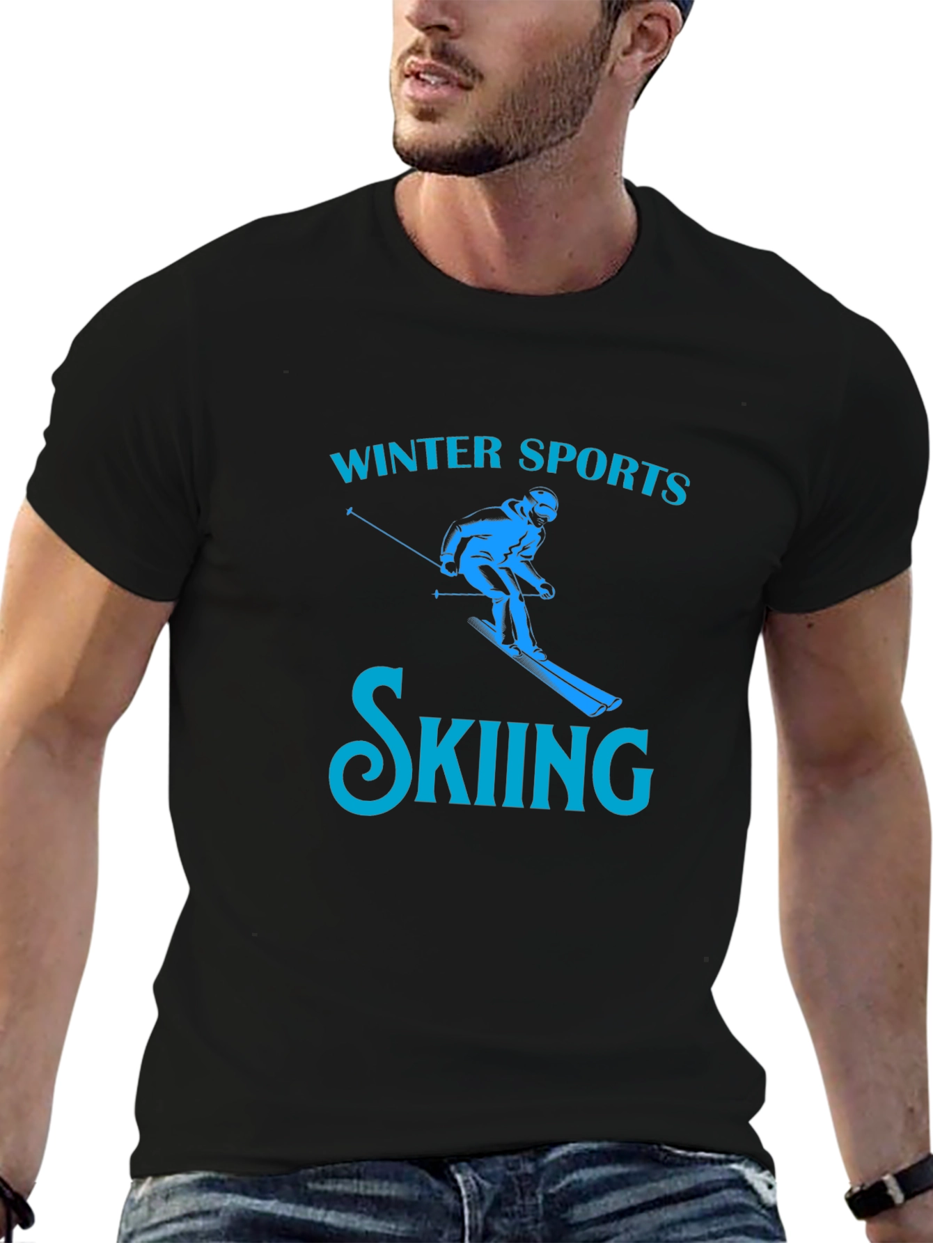 Winter Sports Skiing T-Shirt - Black