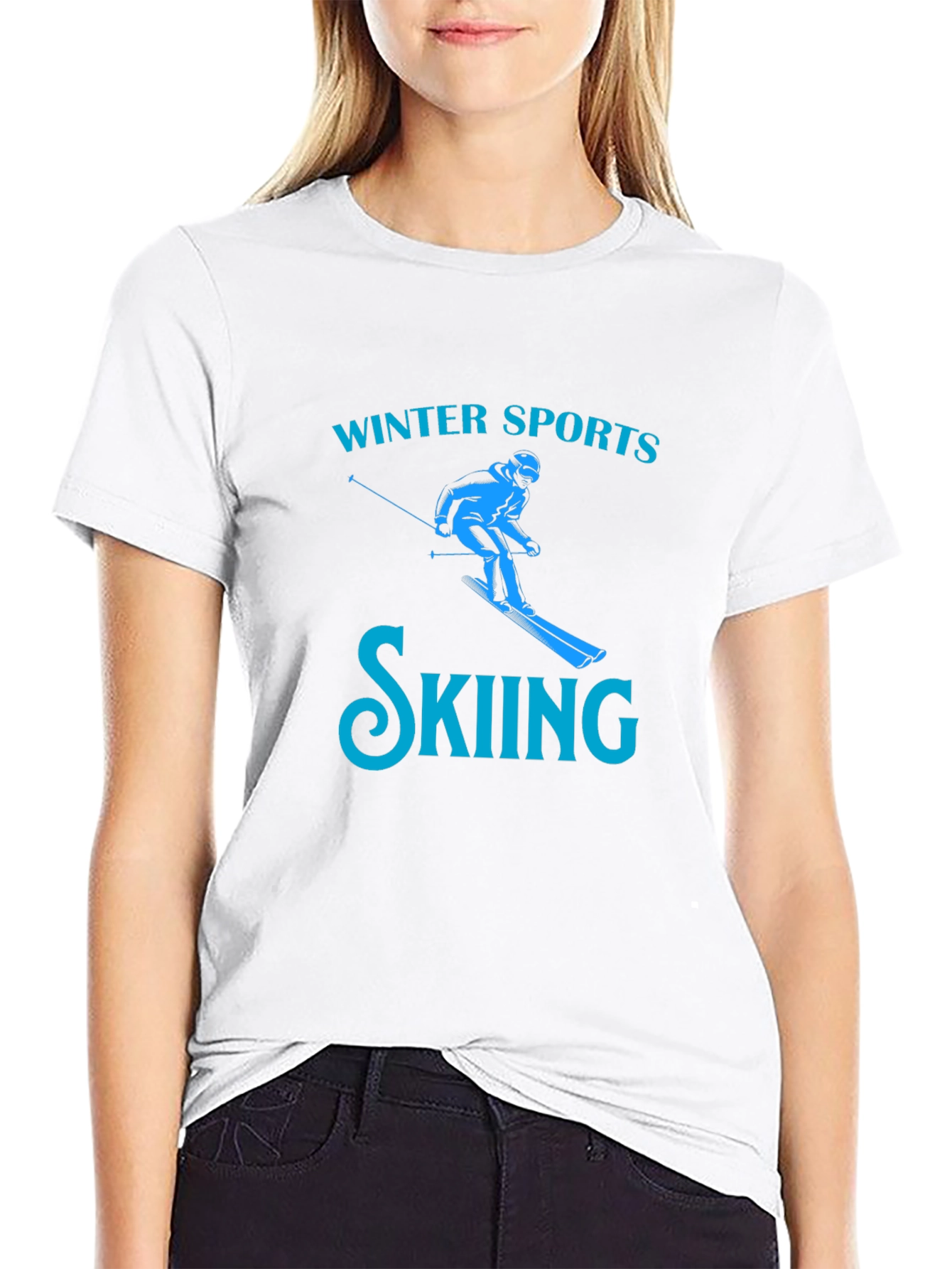Winter Sports Skiing T-Shirt - Black