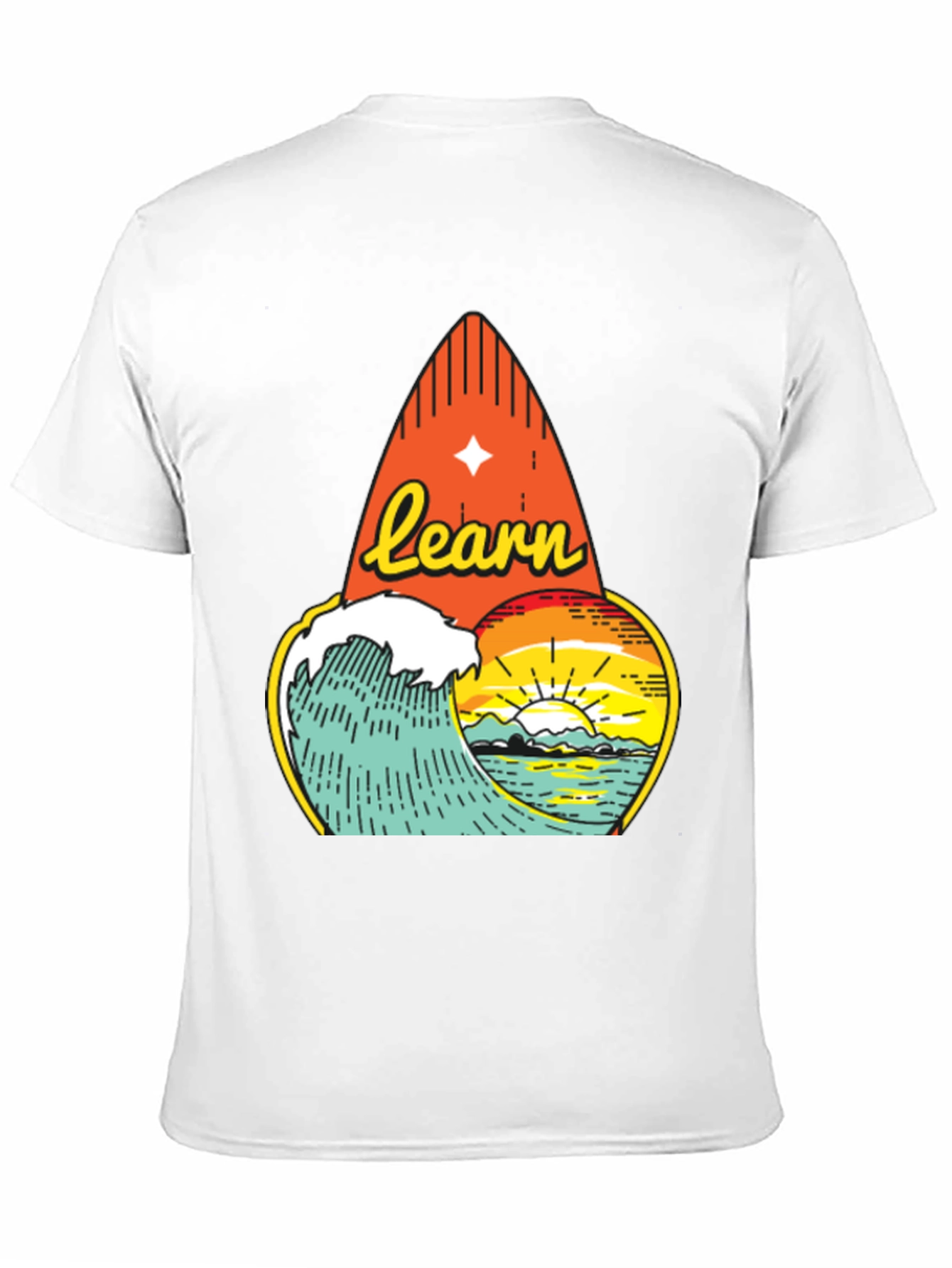 Learn Surf Graphic T-Shirt | Ocean Wave Design