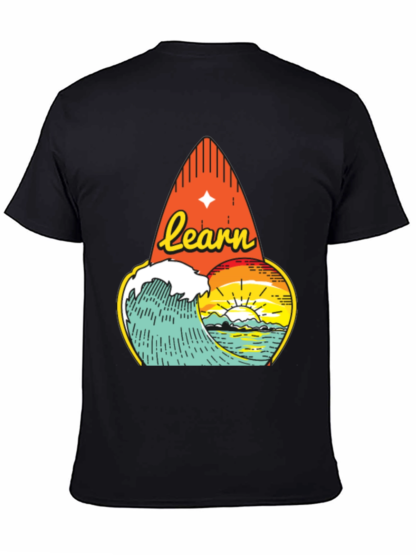 Learn Surf Graphic T-Shirt | Ocean Wave Design