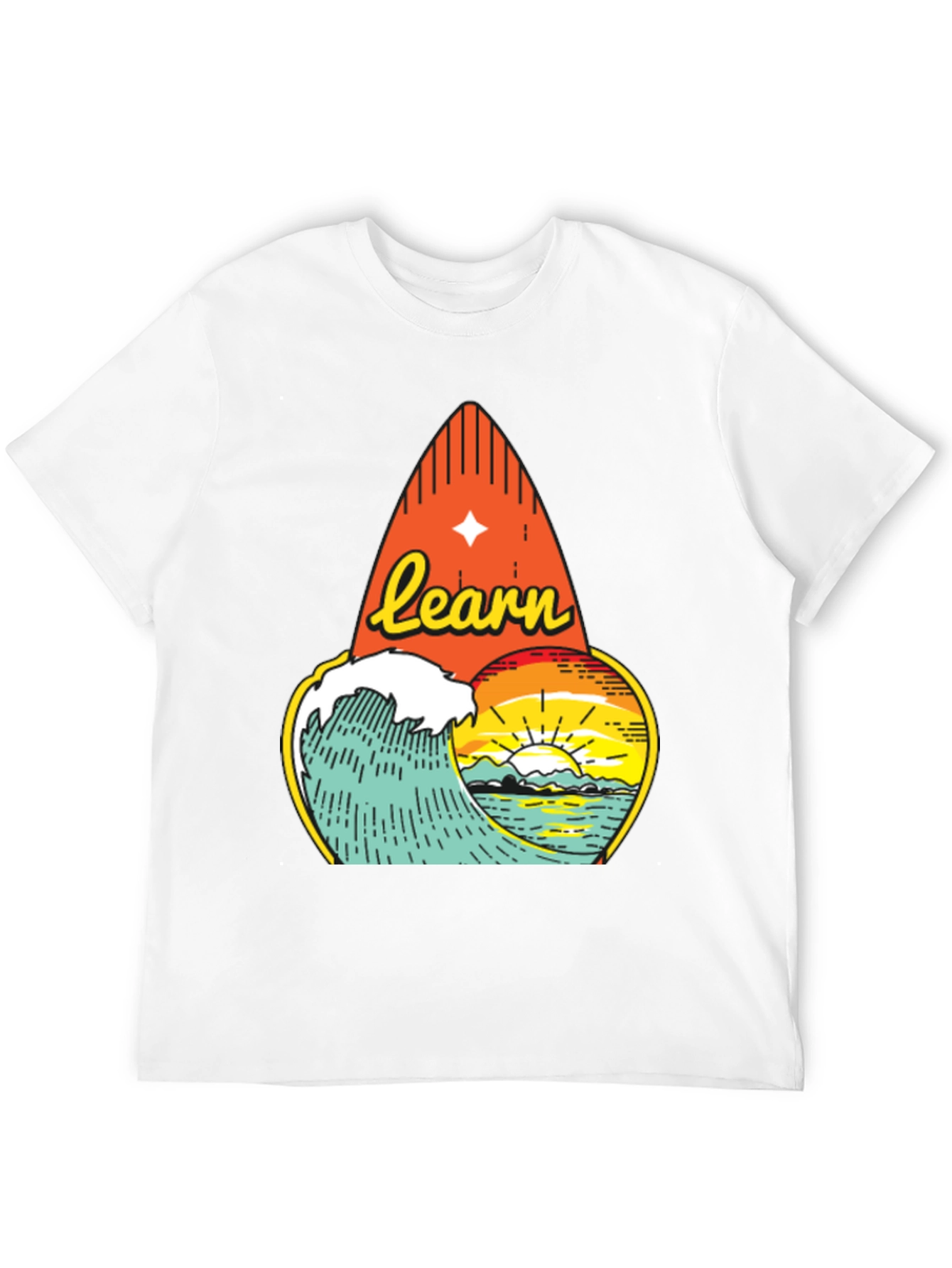 Learn Surf Graphic T-Shirt | Ocean Wave Design