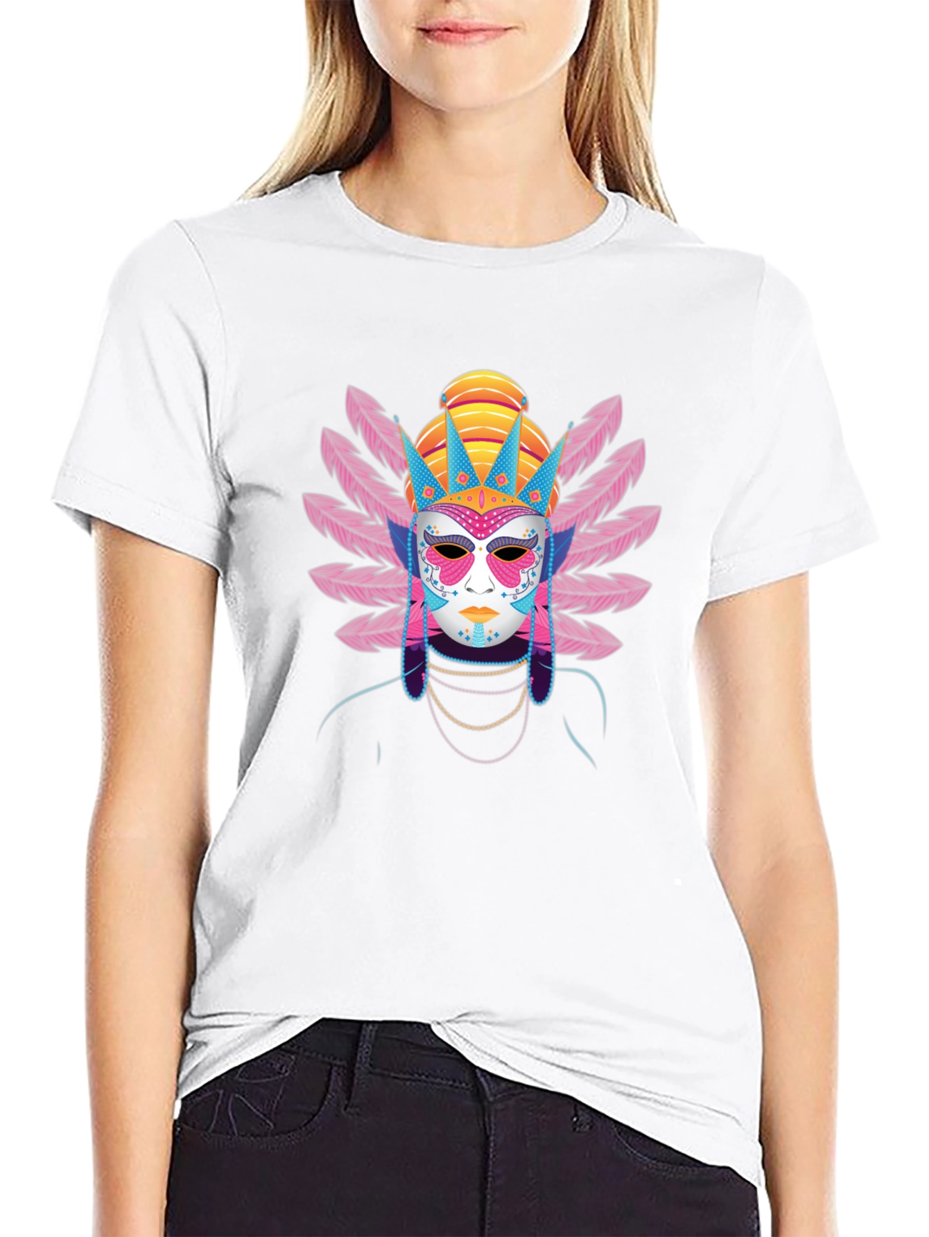 Masked Festival Graphic Tee - Unique Design