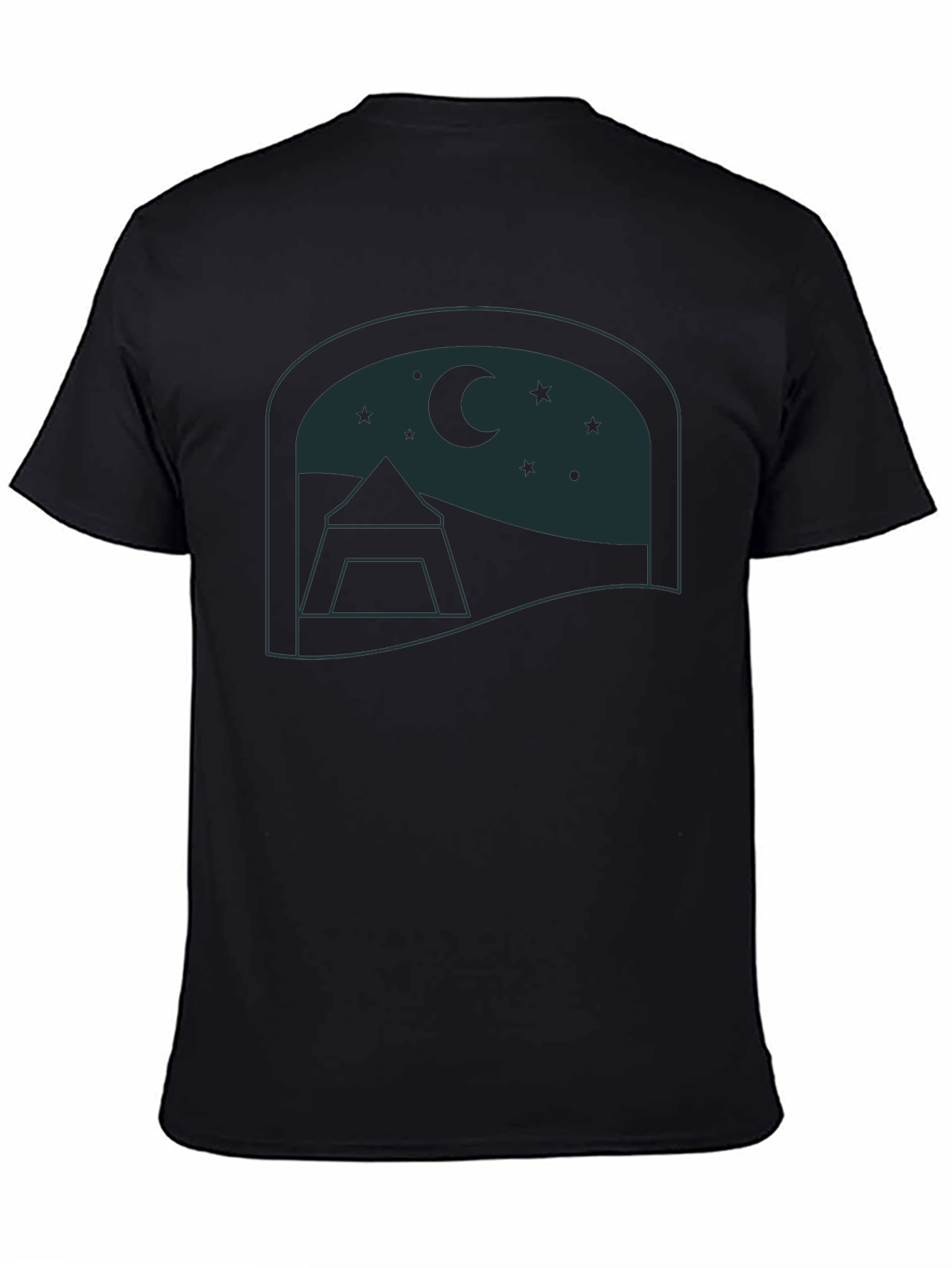 Night Sky Camping Graphic Tee - Soft Black Cotton
