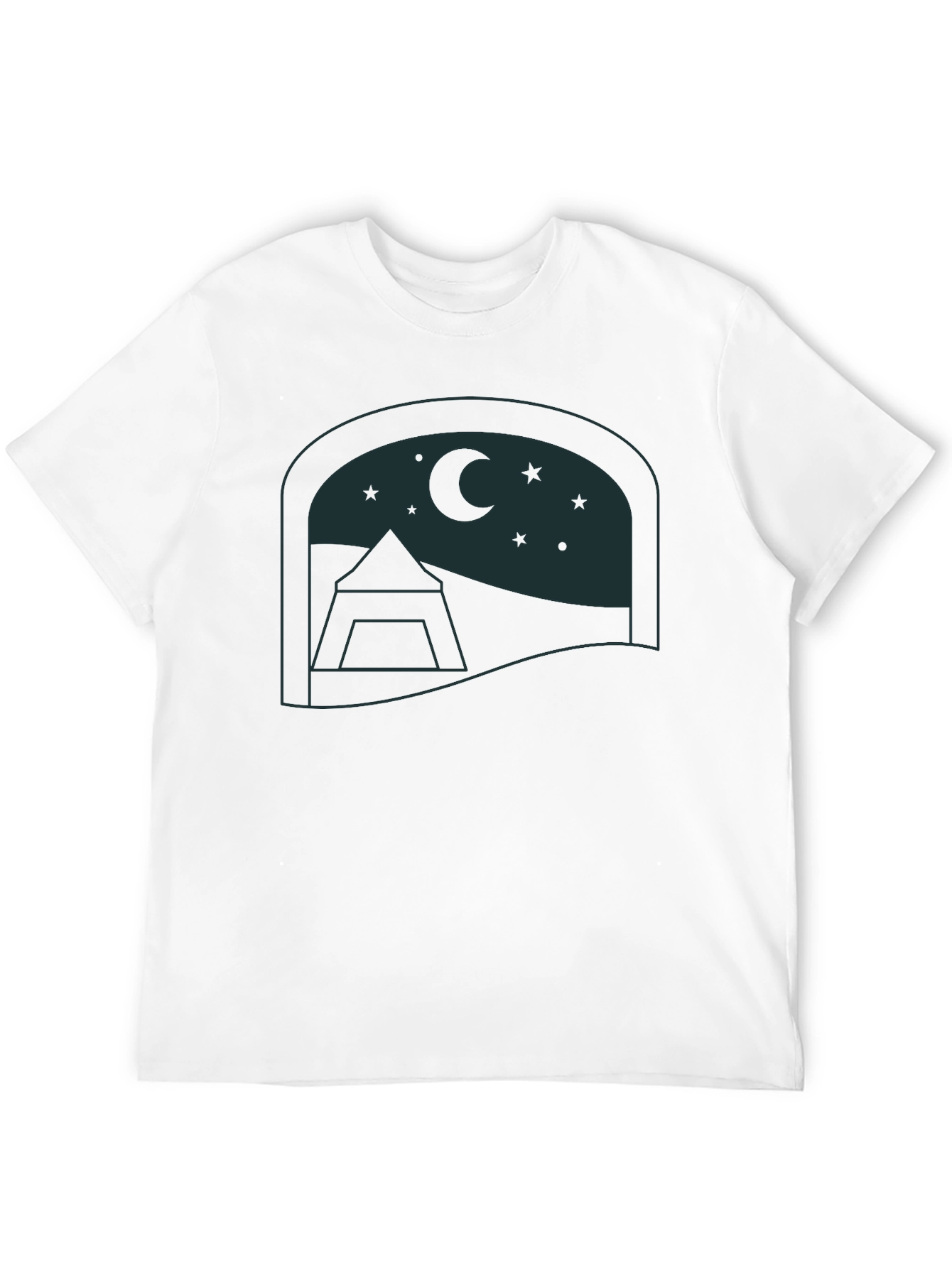 Night Sky Camping Graphic Tee - Soft Black Cotton