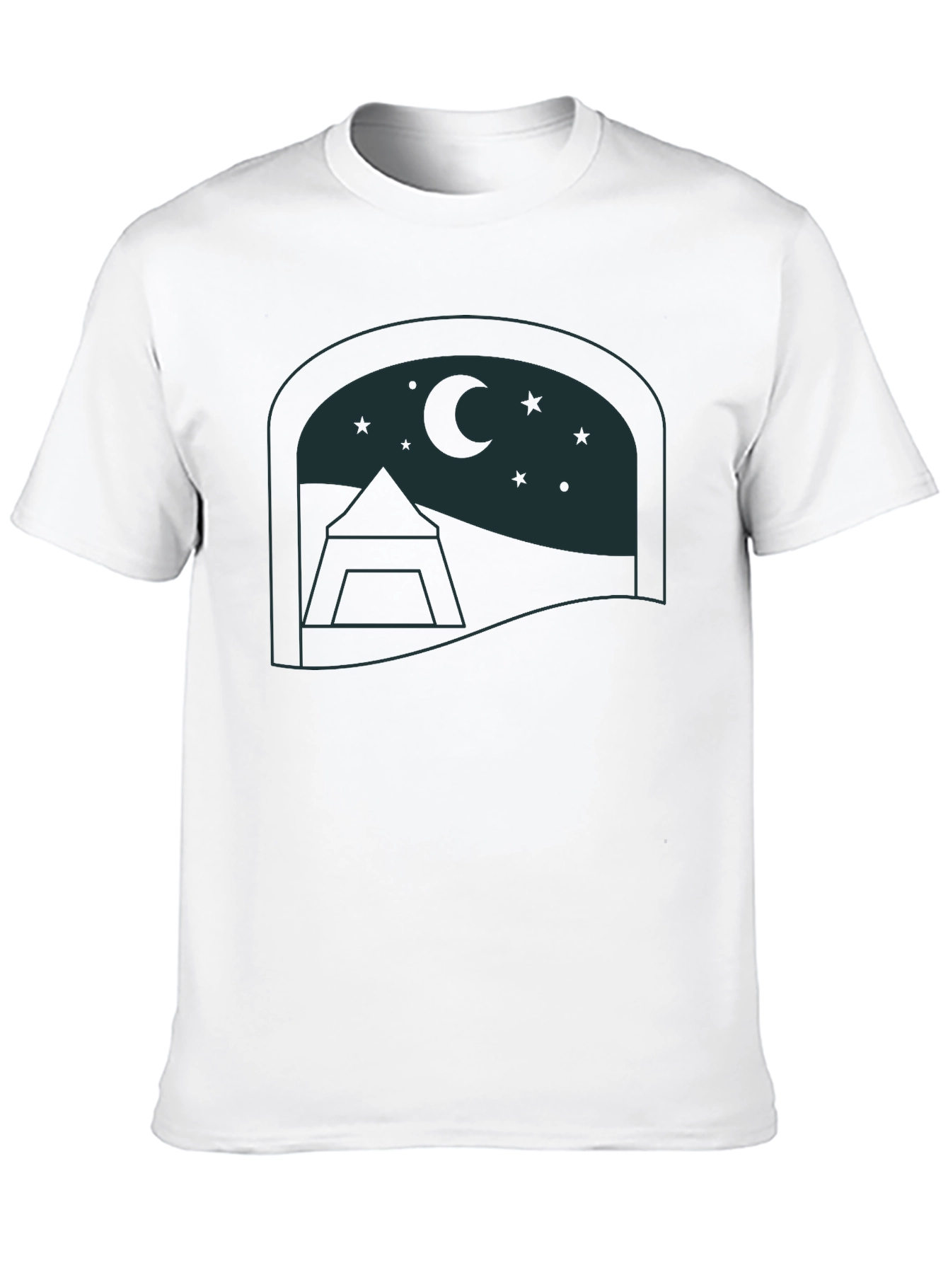 Night Sky Camping Graphic Tee - Soft Black Cotton