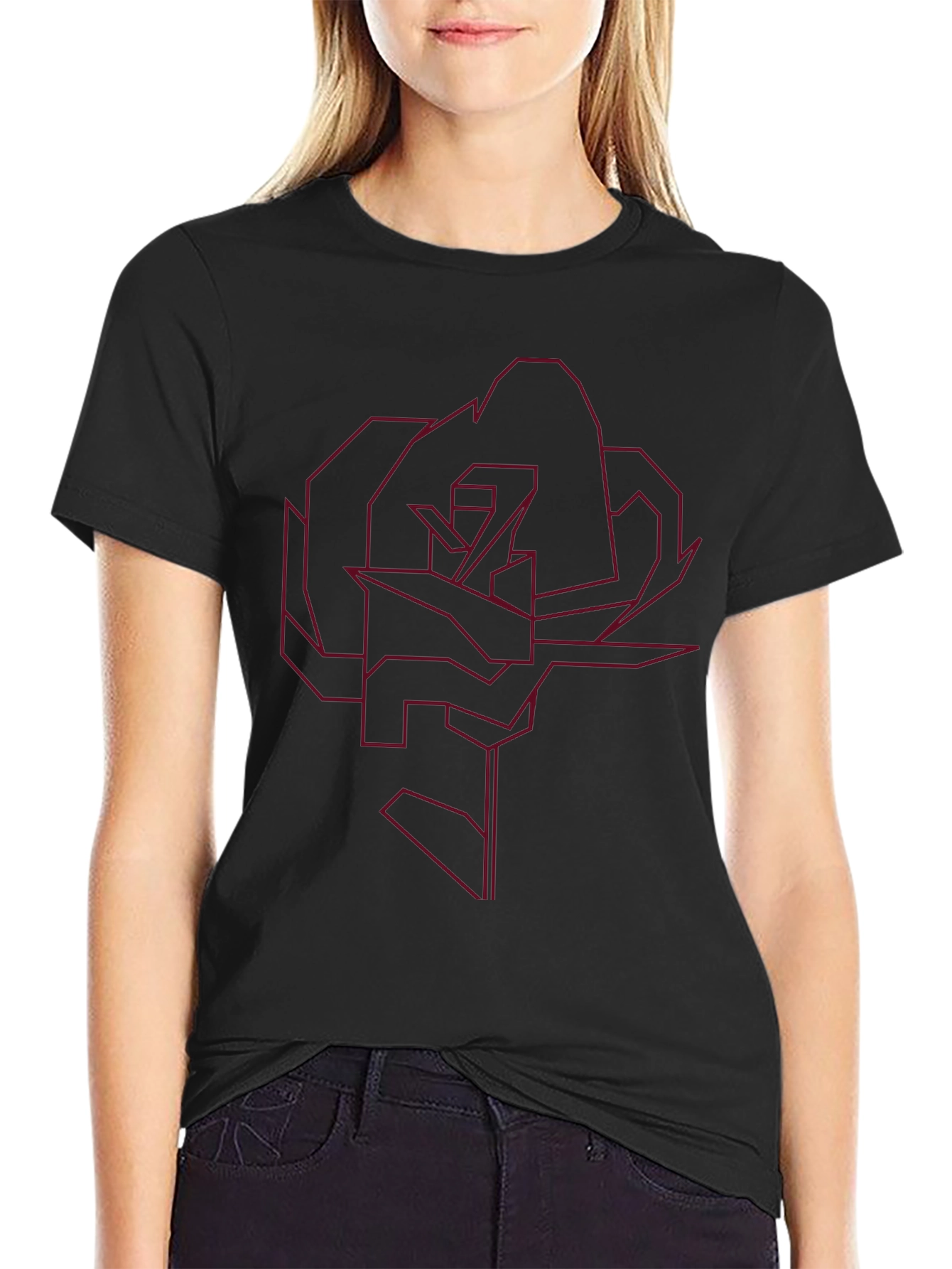 Abstract Geometric Rose Graphic Tee