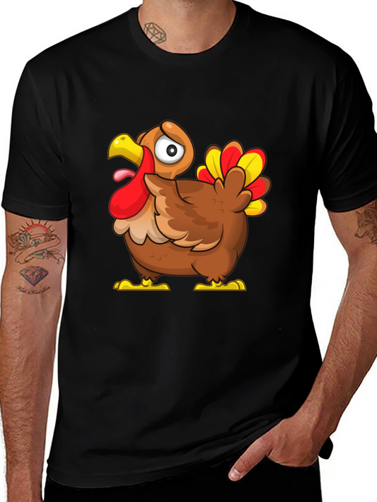 Funny Turkey Cartoon Graphic T-Shirt - Thanksgiving Apparel