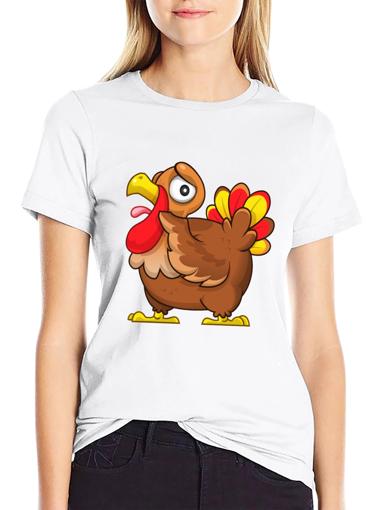 Funny Turkey Cartoon Graphic T-Shirt - Thanksgiving Apparel