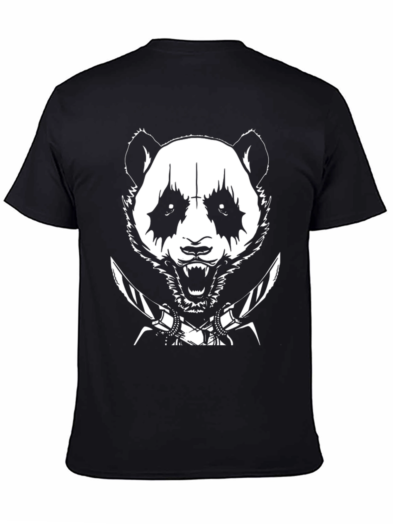 Panda Swords T-Shirt - Black Metal Style