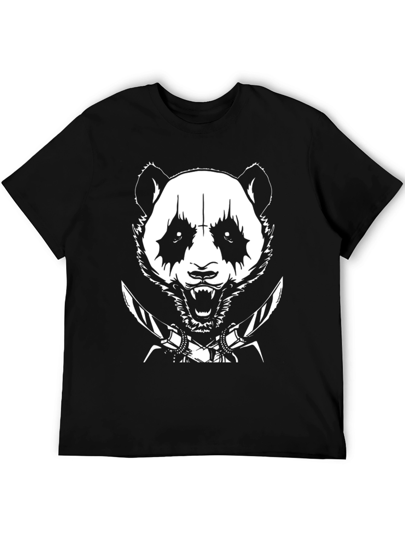 Panda Swords T-Shirt - Black Metal Style