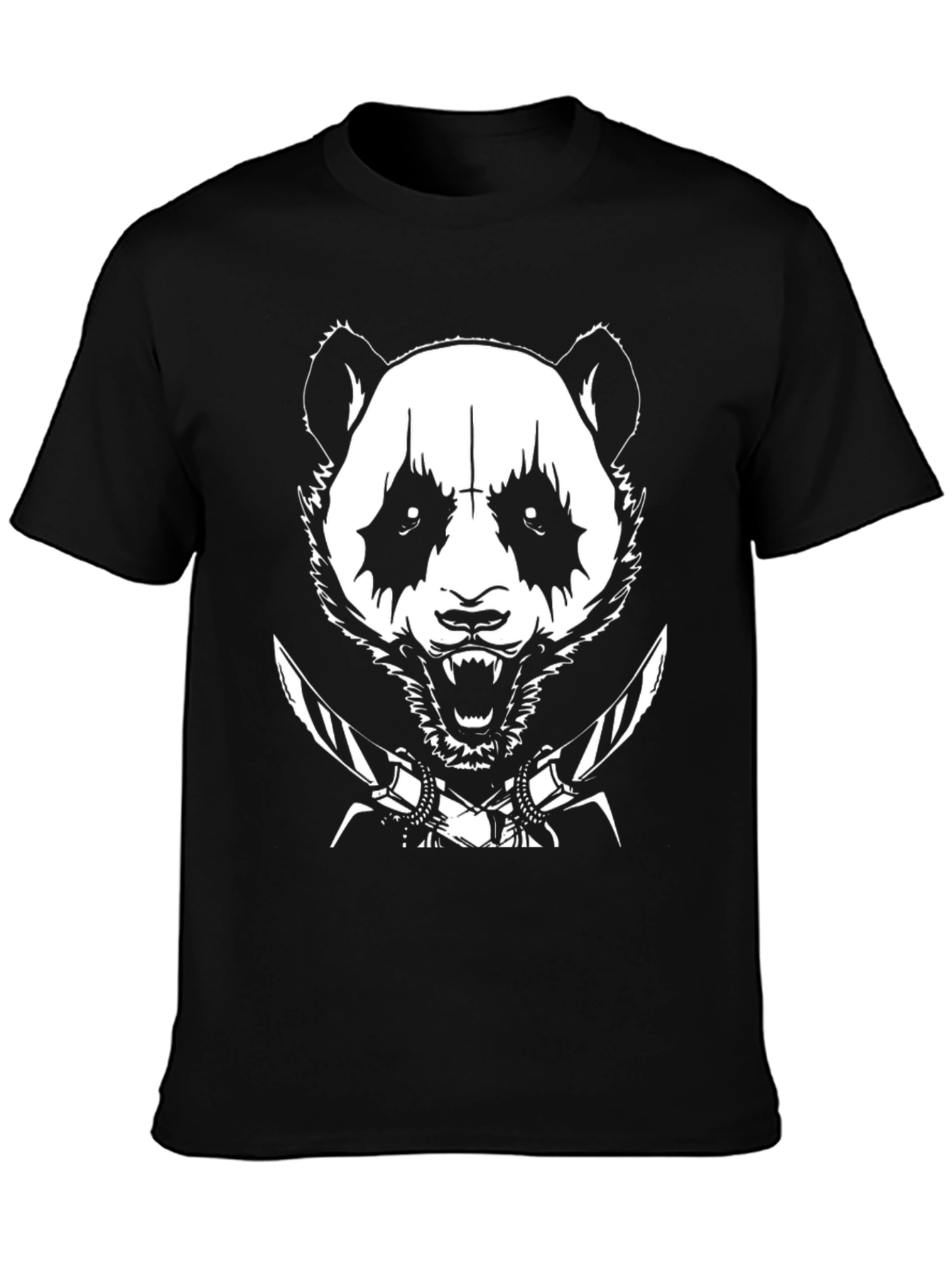 Panda Swords T-Shirt - Black Metal Style