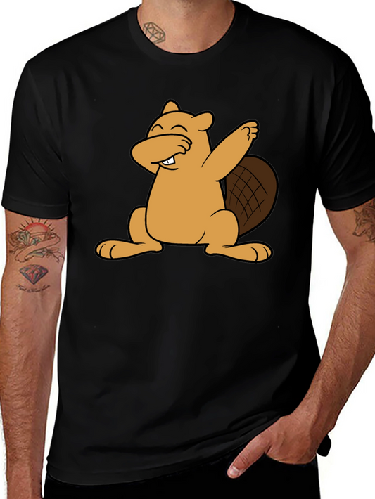 Funny Beaver Dabbing Black T-Shirt