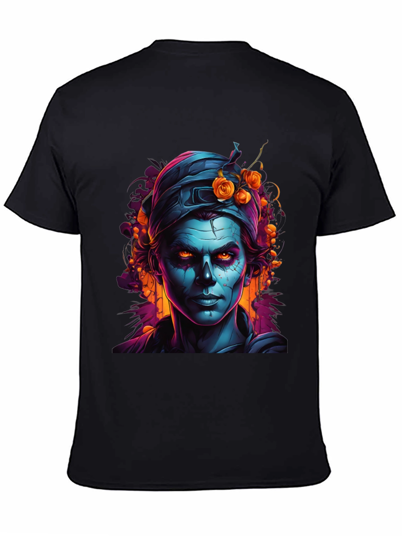 Floral Zombie Graphic T-Shirt - Black