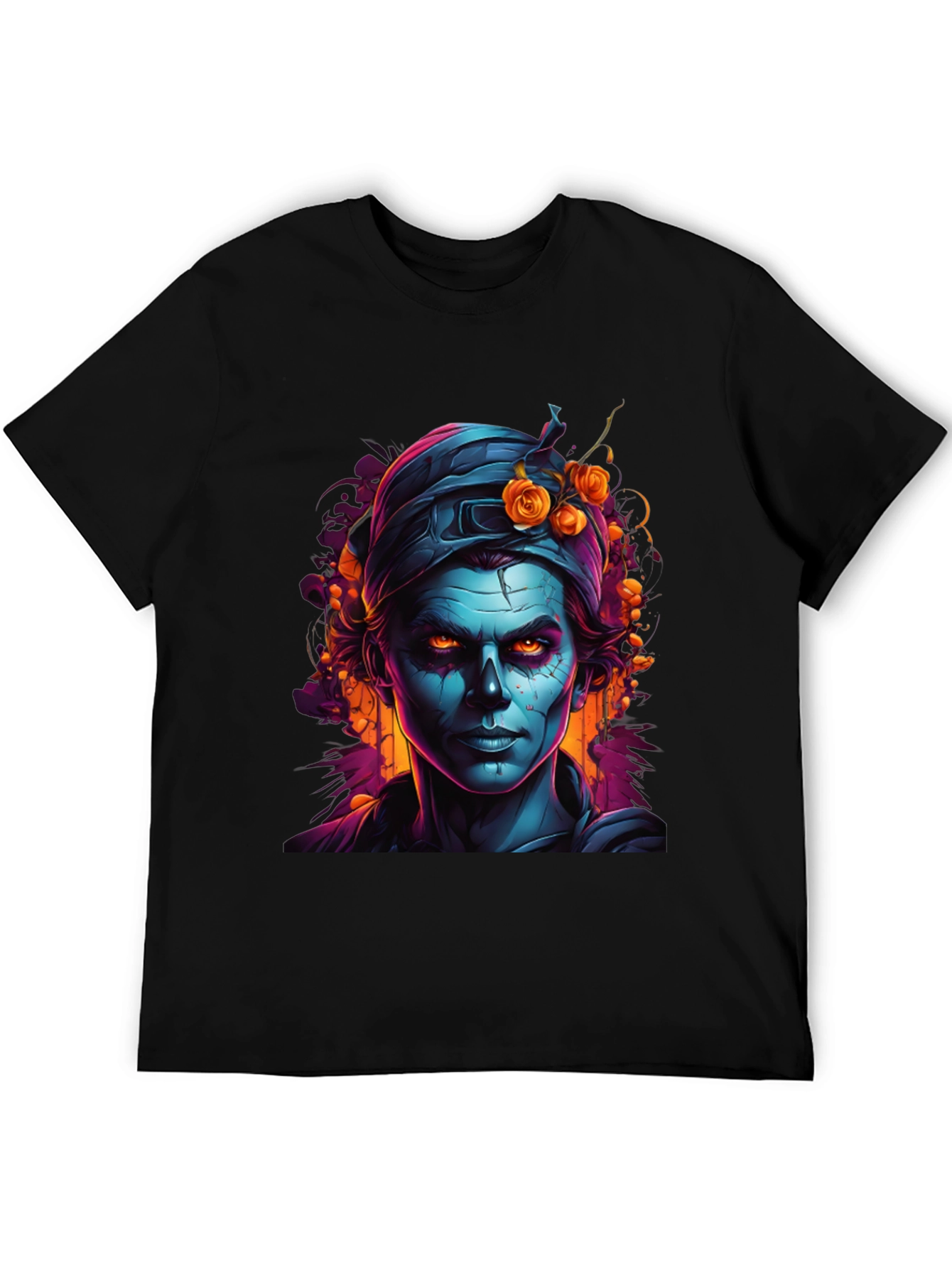 Floral Zombie Graphic T-Shirt - Black