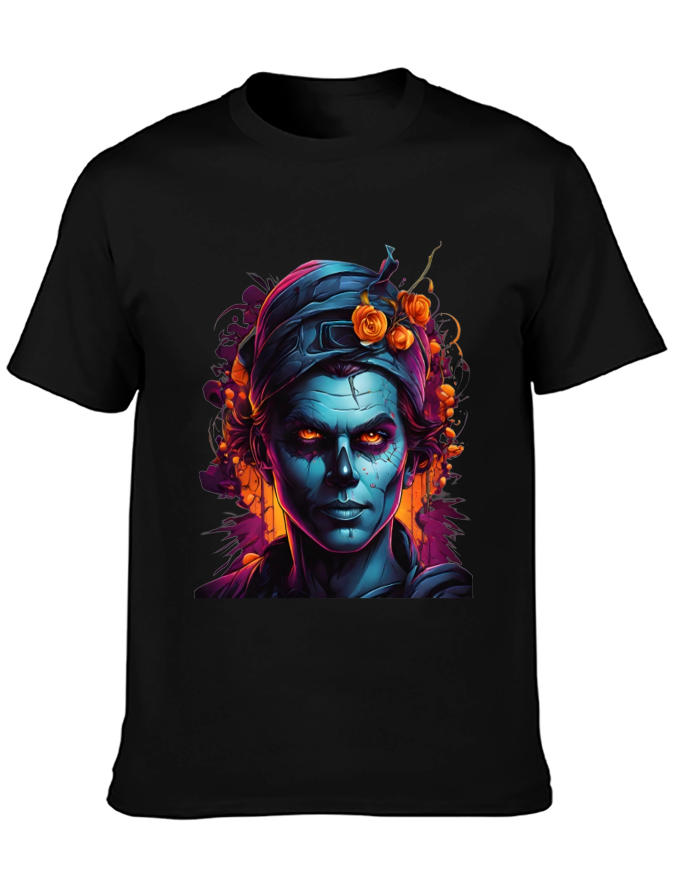 Floral Zombie Graphic T-Shirt - Black