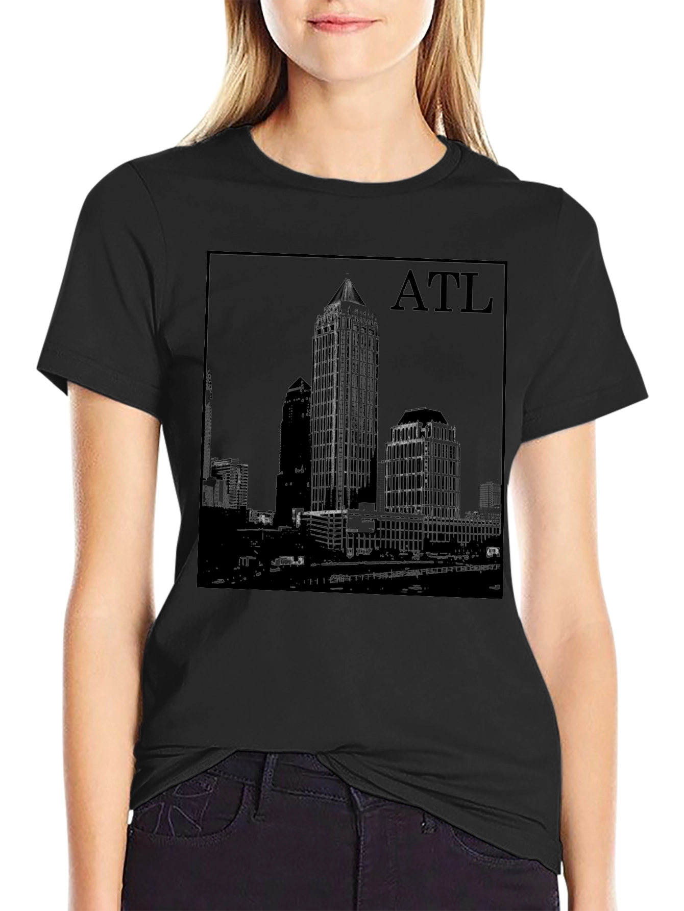 Atlanta Skyline Black Graphic T-Shirt