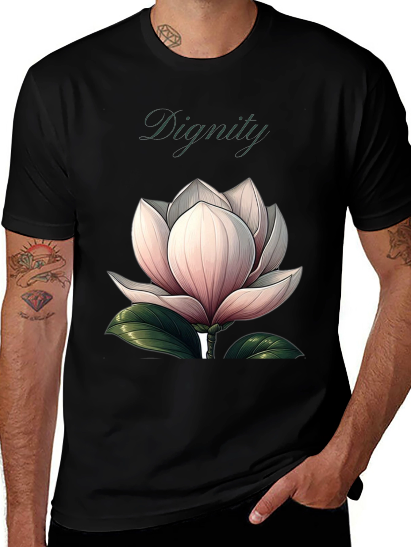 Dignity Floral Graphic Black T-Shirt