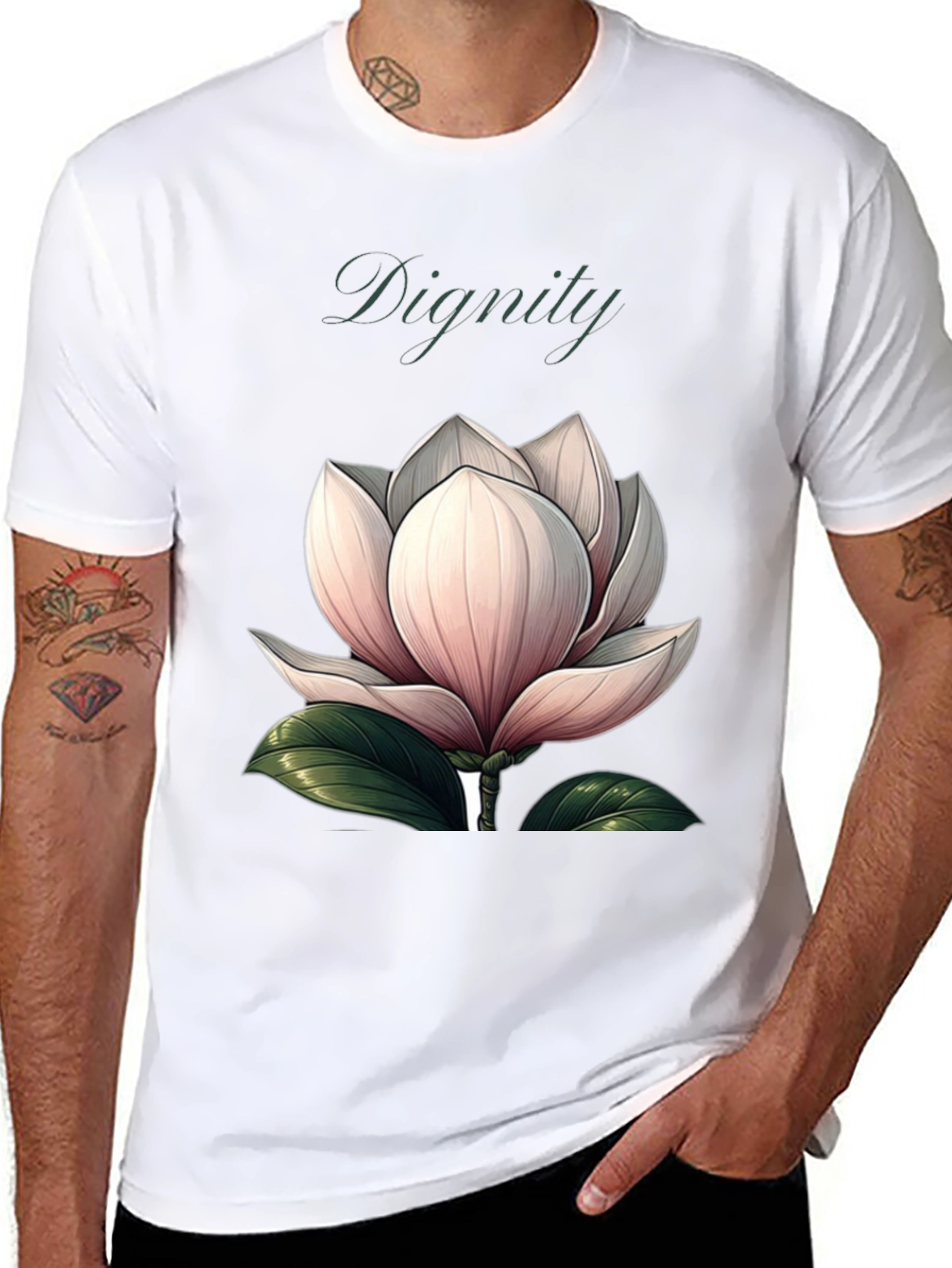 Dignity Floral Graphic Black T-Shirt