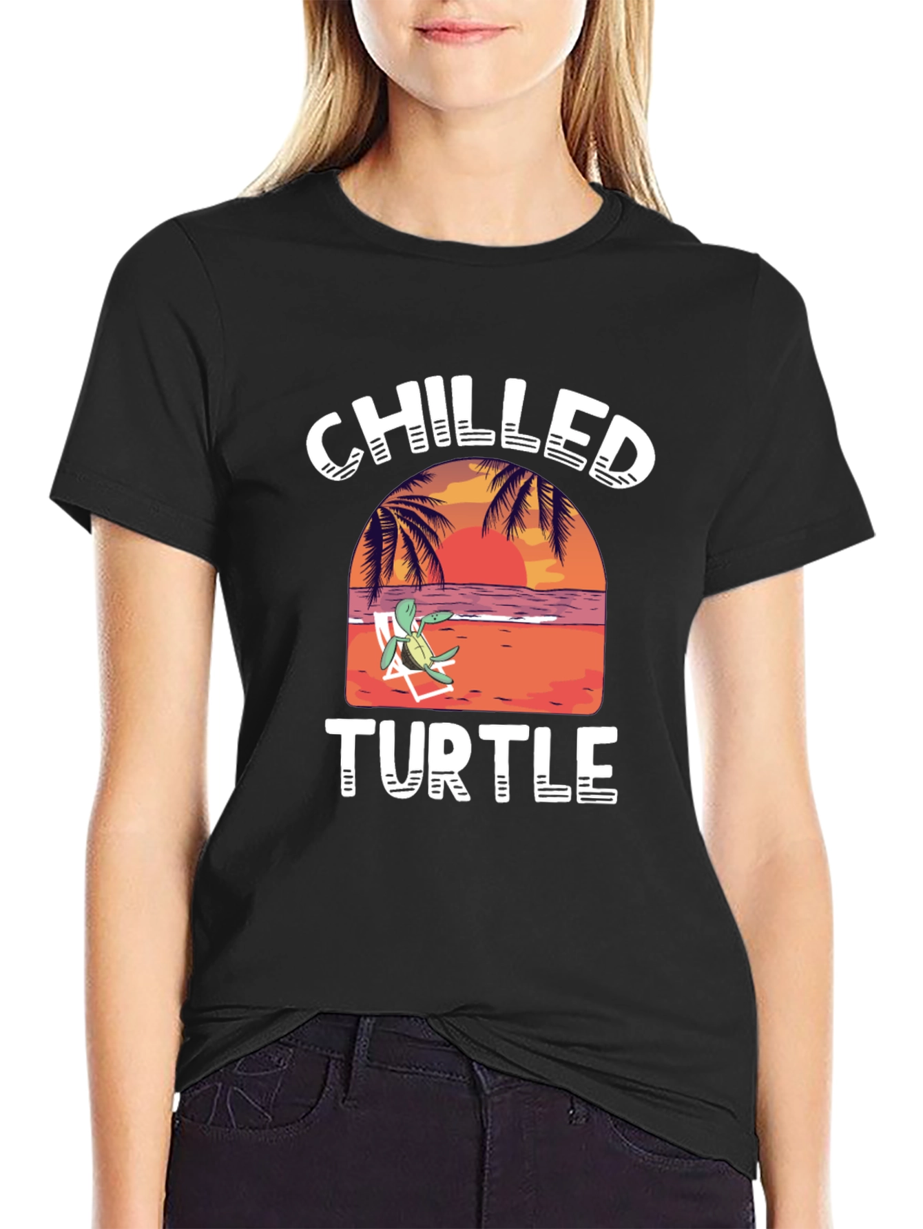 Chilled Turtle Graphic T-Shirt - Black Cotton Tee