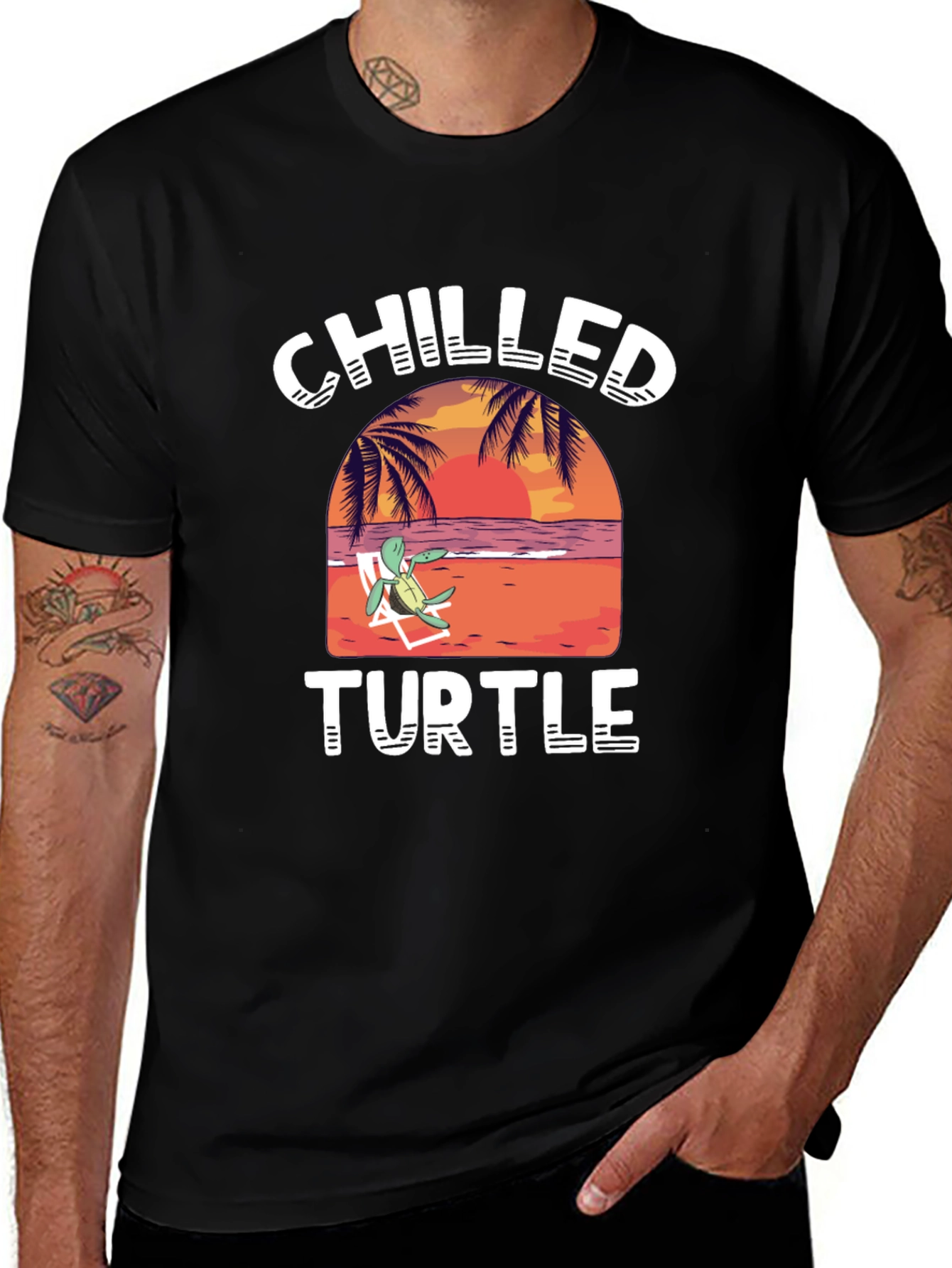 Chilled Turtle Graphic T-Shirt - Black Cotton Tee