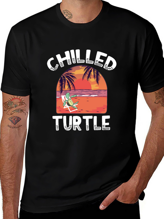 Chilled Turtle Graphic T-Shirt - Black Cotton Tee