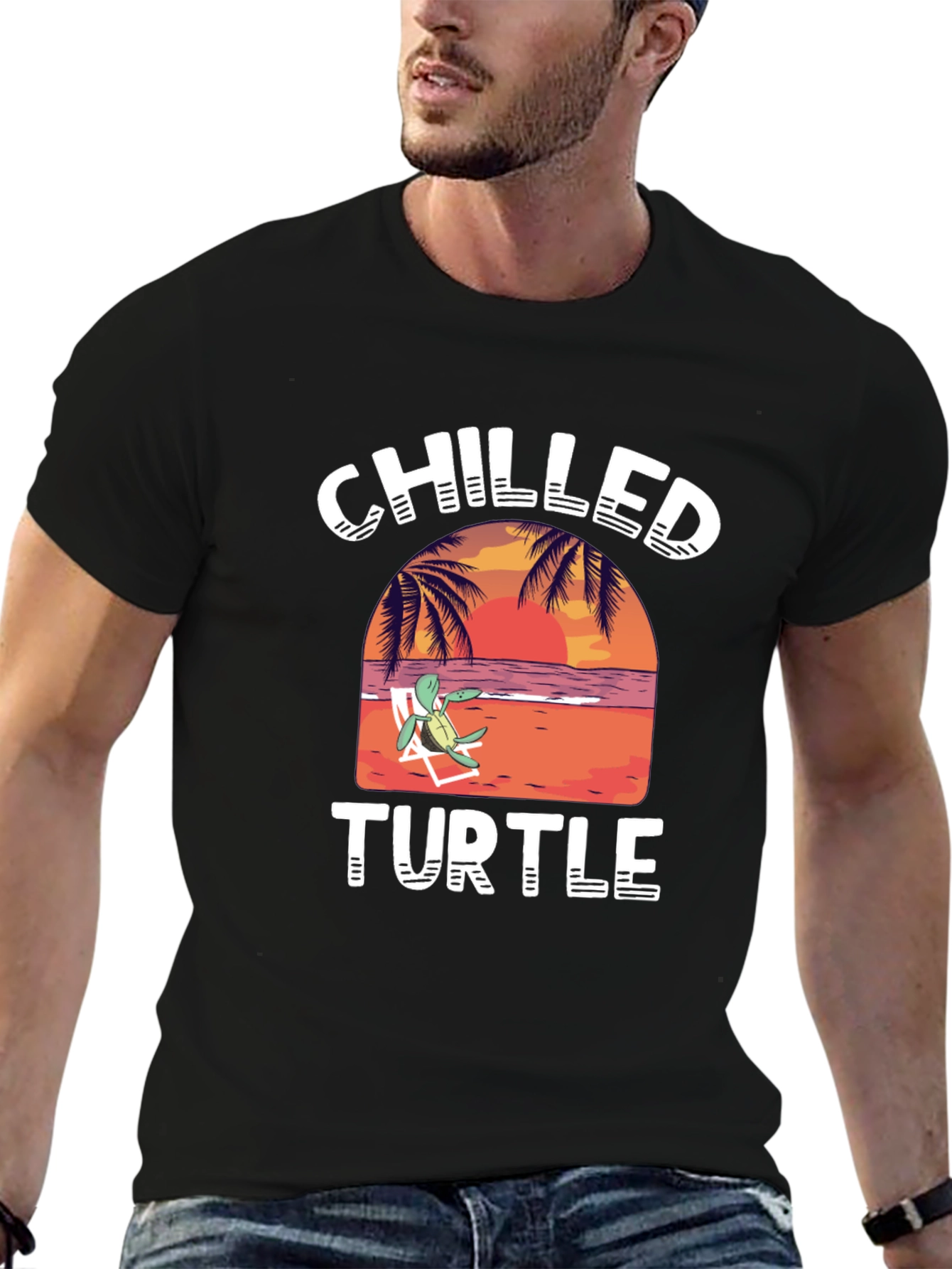 Chilled Turtle Graphic T-Shirt - Black Cotton Tee