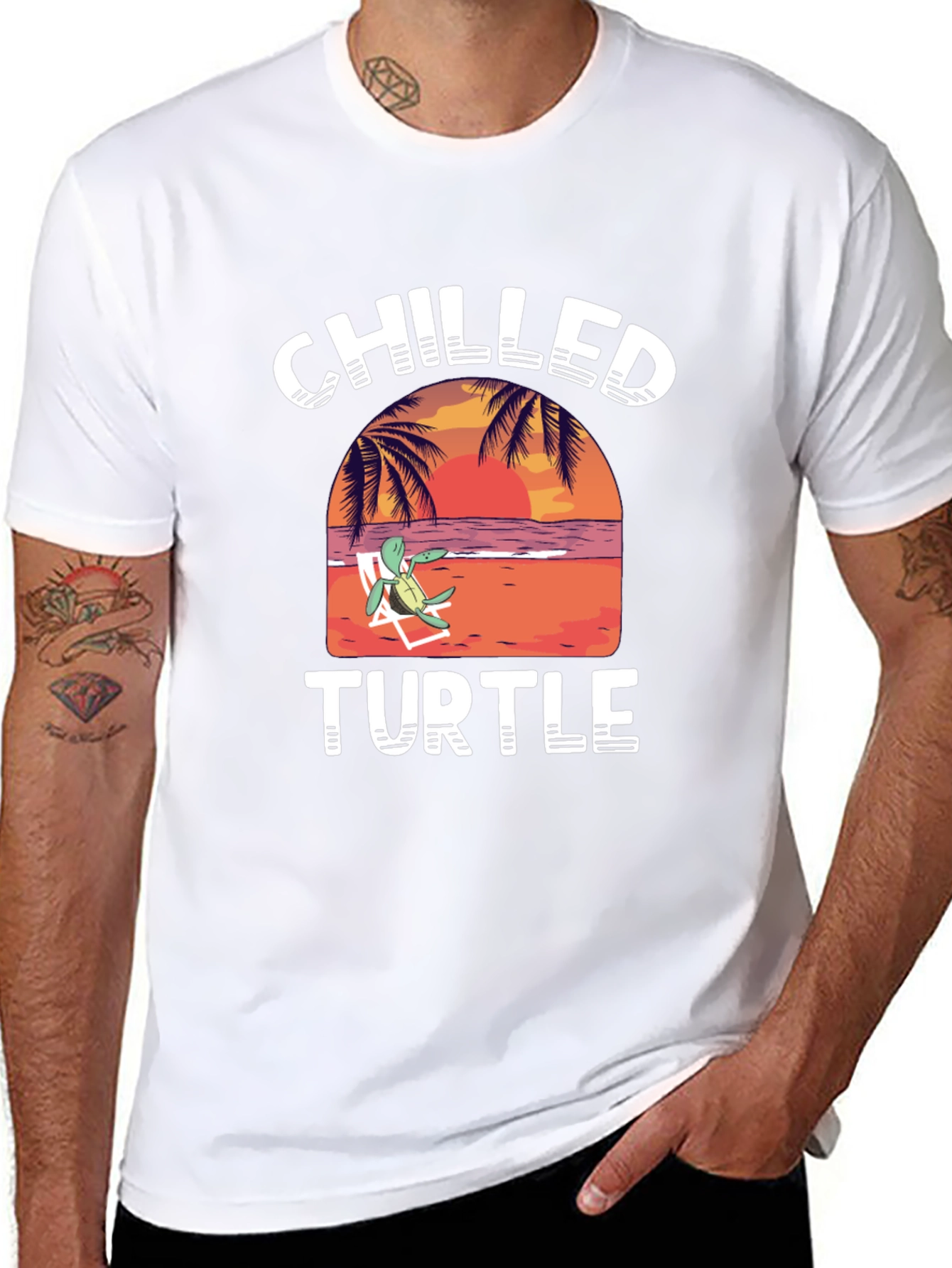 Chilled Turtle Graphic T-Shirt - Black Cotton Tee