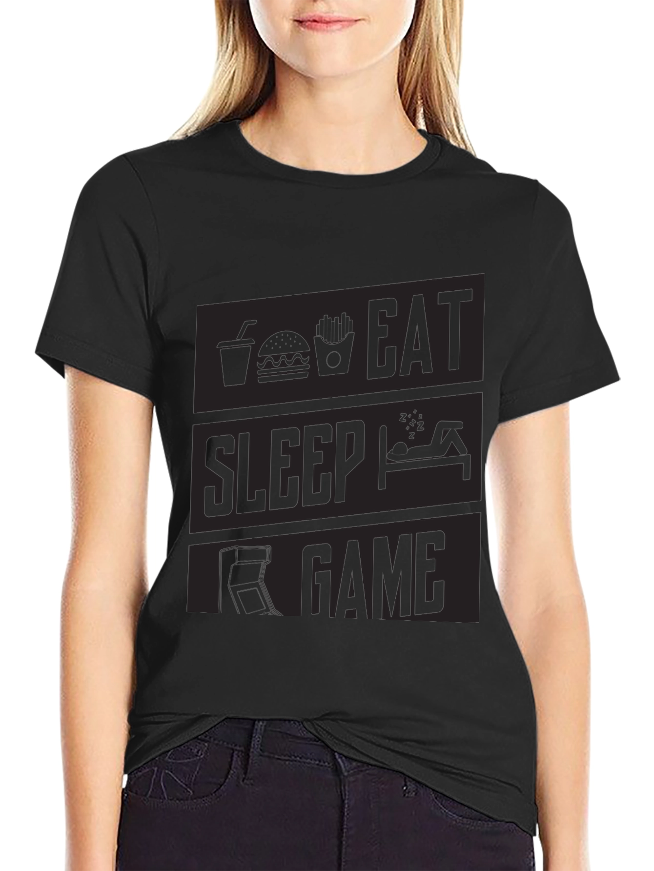Eat Sleep Game Black Graphic Tee