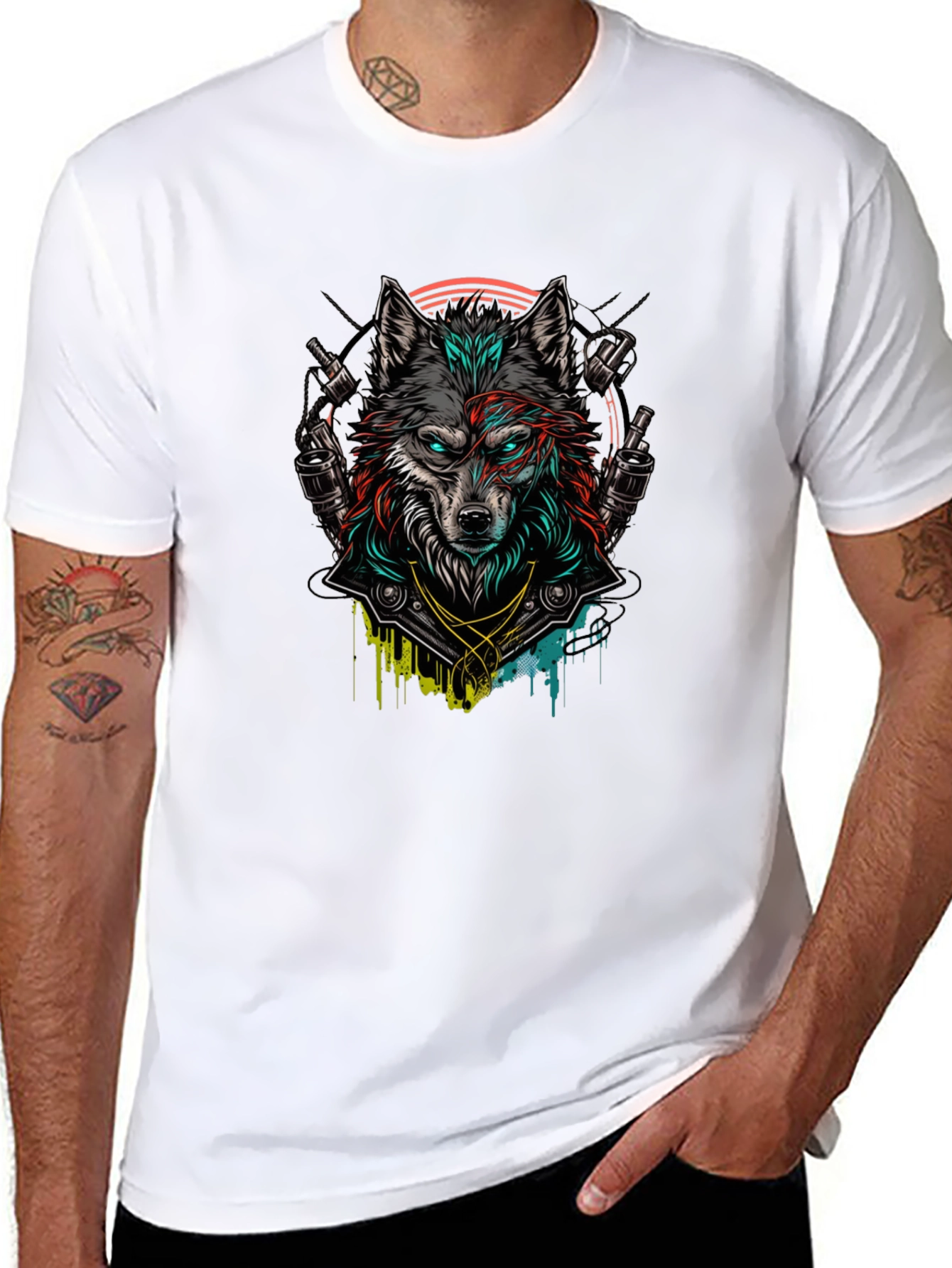 Wolf Graphic Print Mens T-Shirt