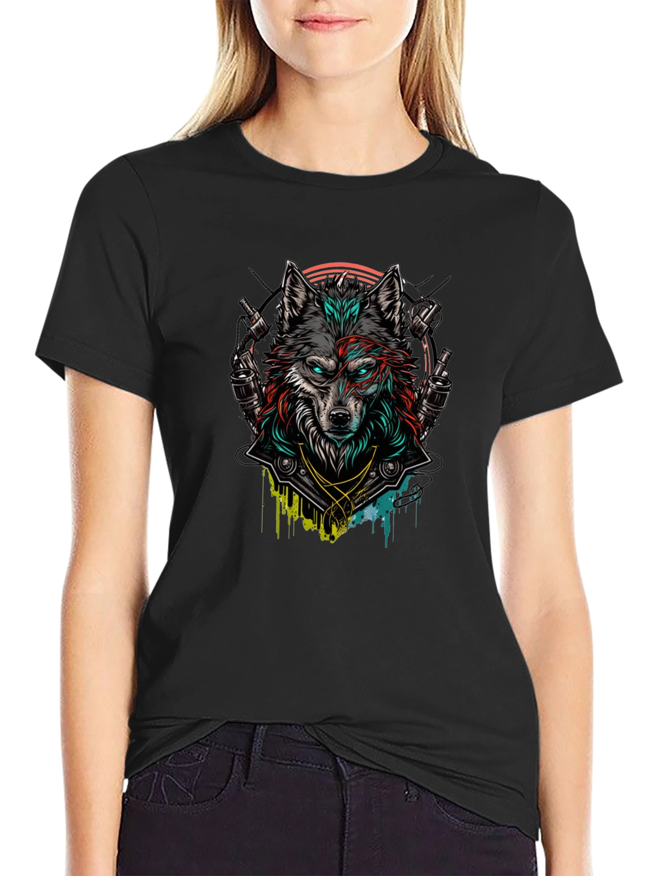 Wolf Graphic Print Mens T-Shirt