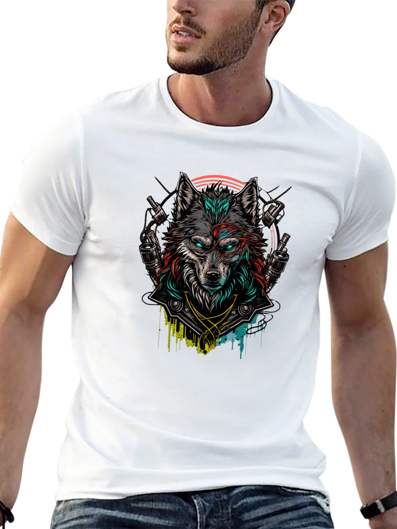Wolf Graphic Print Mens T-Shirt