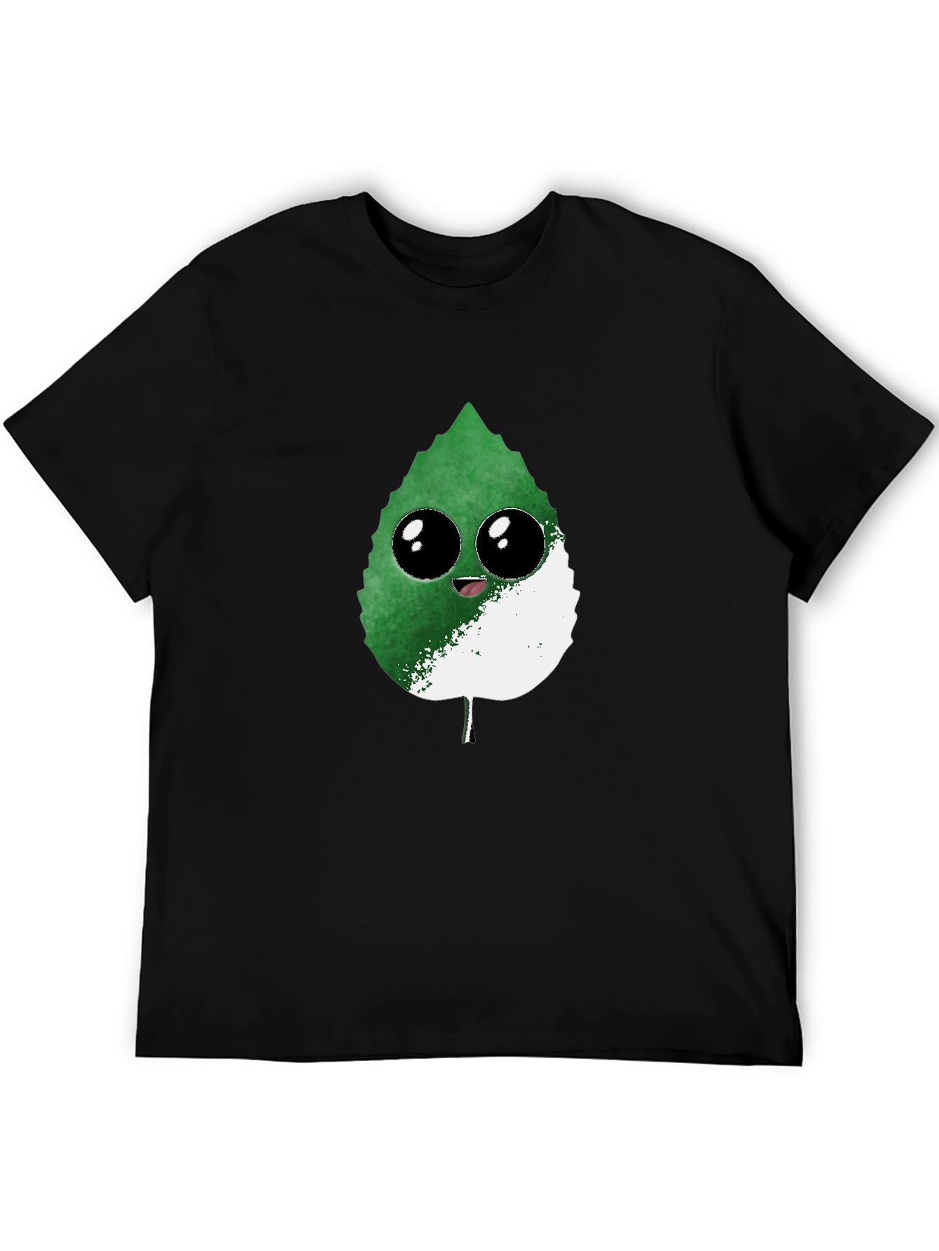Cute Leaf Graphic Tee - Black T-Shirt