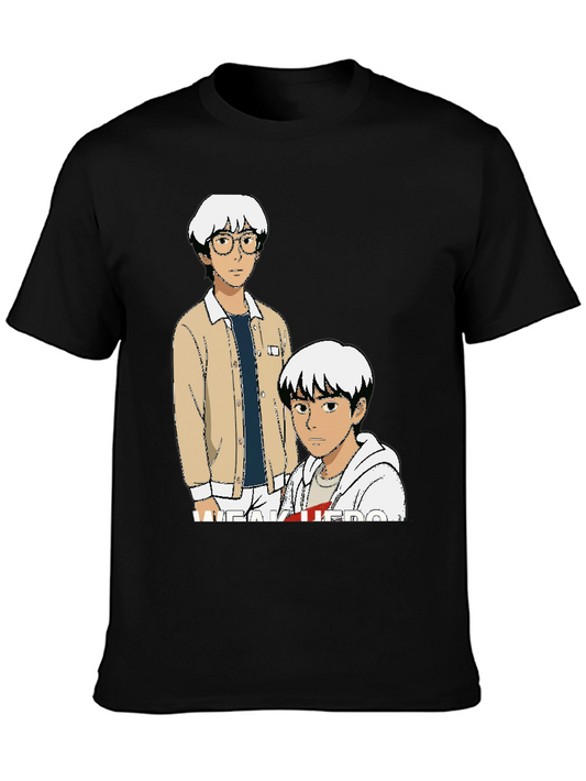Anime Graphic Tee - Black Cotton T-Shirt